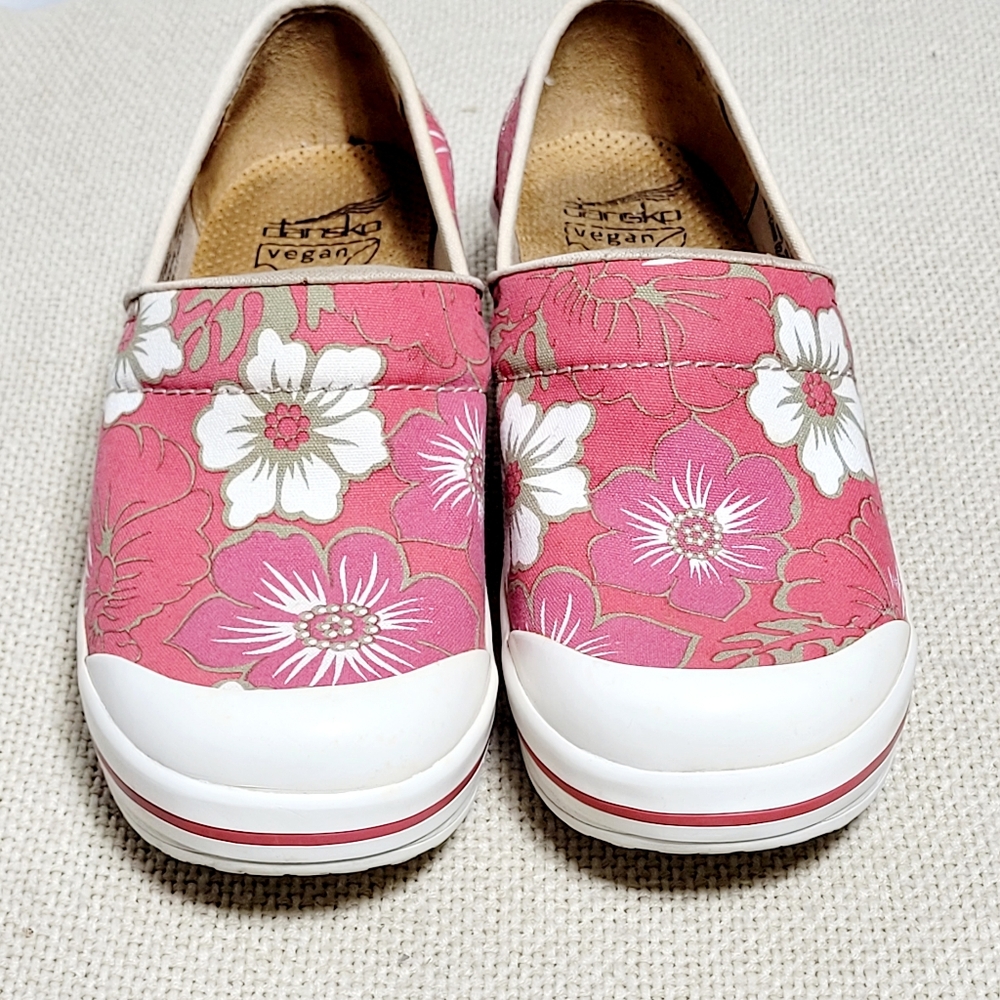 Dansko Vegan Volley Women's Clog Pink White & Cream Floral EU 37 (US 6.5 - 7) - Picture 6 of 9